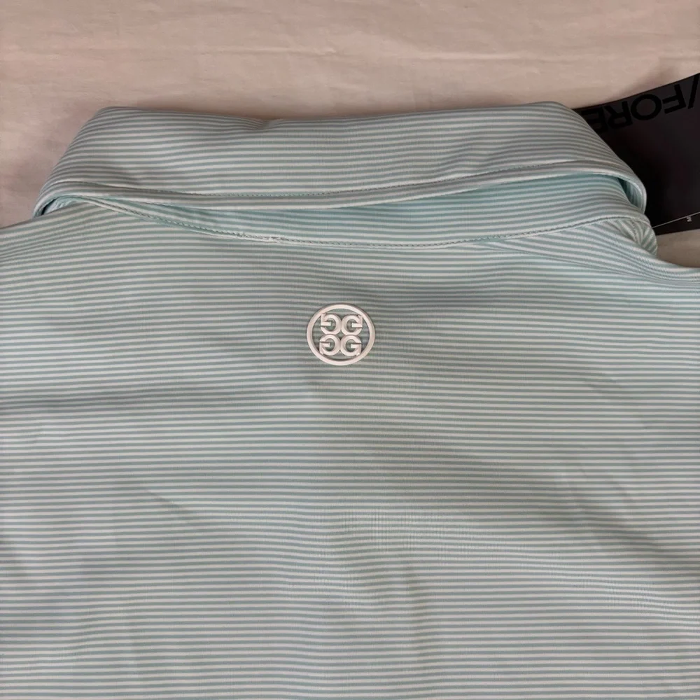 G/FORE Fjord Feeder Stripe Tech Jersey Golf Polo SGLS Seaglass Men’s Size XL - Picture 3 of 6